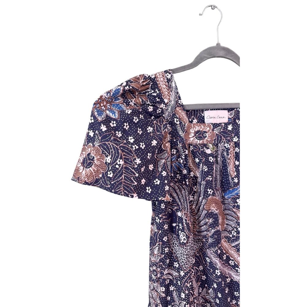 CARA CARA Janie Printed Cotton Mini Dress Size XS Puff Sleeves Square Neck Batik - Picture 4 of 10